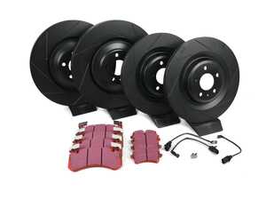 ES#4818828 - 4H0615601P-SKT - Front And Rear Performance Brake Service Kit - Featuring ECS V5 Slotted rotors and EBC Redstuff Brake pads - Assembled By ECS - Audi