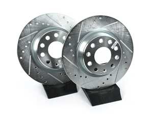 ES#3155375 - EBR899XPR - Rear Cross-Drilled and Slotted Evolution Rotors - Pair (282x12) - Zinc coated performance rotors - Power Stop - Audi Volkswagen