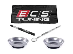 Magnetic Fender Cover & LED Telescoping Mirror With Telescoping Magnet & 2 Magnetic Parts Trays