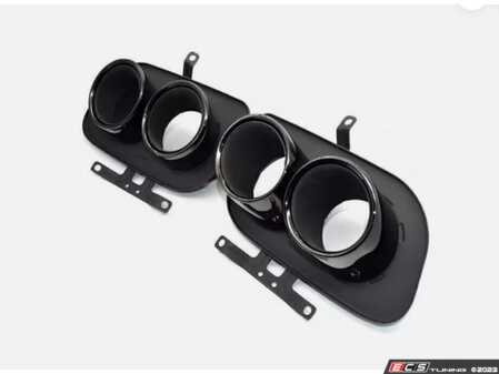 ES#4849863 - 992.08.00.620B - Porsche 992 Exhaust Tips Pair - Black - Sport quad tailpipe Black tips for Porsche Carrera 992 with 3.0L, 3.8L and 4.0L engines 2019-23. Converts to quad look with 90 mm tailpipe tip, left and right. - Racing Dynamics - Porsche