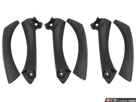 ES#4852317 - E9X-DRPL-RPKT3BK - Black Interior Door Pull Replacement Kit - Front & Rear - This complete replacement kit includes the pull handle and outer cover for the front right door and both rear doors. - Bremmen Parts - BMW