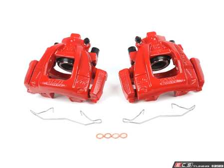 ES#3990790 - S2776 - Remanufactured RED Color Front Brake Calipers - Pair - Used as an upgrade over the stock silver color calipers, not JCW brakes - Power Stop - MINI