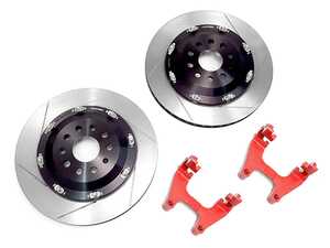 ES#4852536 - 99.10.51R - 2-Piece Floating Rear Slotted Brake Rotor Upgrade Kit - Red (350x22) - Full floating rear rotor upgrade that utilizes factory calipers and increases rotor size without increasing weight! - Neuspeed - Audi Volkswagen