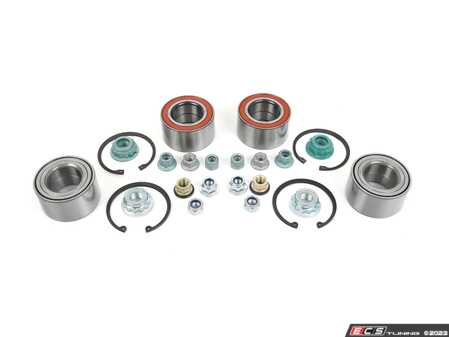 ES#3660501 - 1J0498625KT1 - Complete Wheel Bearing Kit - All-inclusive kit includes bearings, axle nuts, and lock rings for all four corners of the vehicle - Assembled By ECS - Audi
