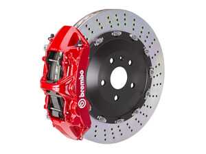 ES#2852174 - 1N1.9527A2 - W204 C63 AMG Front Brembo Big Brake Kit - Red - Featuring Brembo 405x34 2-Piece Drilled Rotors and, Red 6-Pistion Brembo Calipers With Pads - Brembo - Mercedes Benz