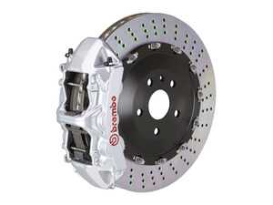 ES#2852175 - 1N1.9527A3 - W204 C63 AMG Front Brembo Big Brake Kit - Silver - Featuring Brembo 405x34 2-Piece Drilled Rotors and, Silver 6-Pistion Brembo Calipers With Pads - Brembo - Mercedes Benz