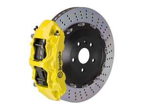 ES#2852176 - 1N1.9527A5 - W204 C63 AMG Front Brembo Big Brake Kit - Yellow - Featuring Brembo 405x34 2-Piece Drilled Rotors and, Yellow 6-Pistion Brembo Calipers With Pads - Brembo - Mercedes Benz
