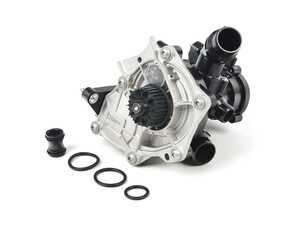 ES#4699573 - 06L121111P - Thermostat/Water Pump Kit (Updated) - Advanced design with fewer moving parts and lower weight - without sacrificing cooling performance or warm-up temperature curve. Includes thermostat, water pump, union, and o-rings - Bremmen Parts - Audi Volkswagen Porsche