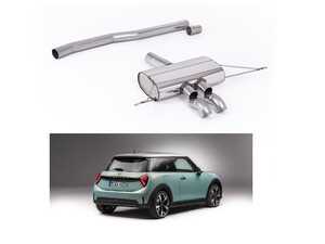ES#4858627 - SSXM491 - Cat Back Non-Resonated (louder) OPF/GPF Back Systems To Standard Or Sport Diffuser With Downturn Tips (Stock Rear Bumper) - 3.0" stainless steel with curved tips, this system does not have exposed tip from the bumper but is louder then stock - Milltek Sport - MINI