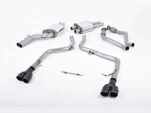 ES#4858779 - SSXAU559 - Race Cat Back With Quad Cerakote Black Tips  - Race cat-back system with front and center silencer for an aggressive, balanced sound - Milltek Sport - Audi