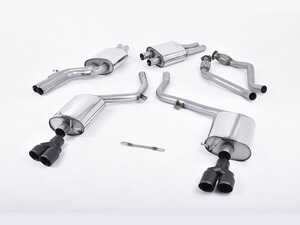ES#4858782 - SSXAU558 - Resonated Cat Back With Quad Cerakote Black Tips  - For anyone looking to improve their sound and aesthetics - Milltek Sport - Audi