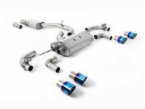 ES#4858848 - SSXVW654 - Milltek 3.15 Inch Valved Race Exhaust System - Burnt Titanium GT-100 Tips  - 100% 304L Aircraft Grade Stainless Steel - 80mm Resonated with Burnt Titanium GT-100 Tips - Milltek Sport - Volkswagen