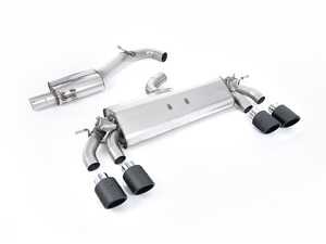 ES#4858902 - SSXVW581 - Milltek Cat Back Exhaust System - Carbon JET-100 Round Tips - 100% 304L Aircraft Grade Stainless Steel - Resonated (quieter) With Carbon JET-100 Round Tips - Milltek Sport - Volkswagen