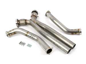 ES#4812417 - JHM-B8DPXIBS25 - Exhaust - Downpipes With X-Pipe And Integrated Baffle System W/ 2.5" Cat Back Connection - Reduce unwanted drone and rasp - JH Motorsports  - Audi