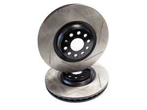 ES#4043218 - EMD-34030-PR - Front Slotted Brake Rotors - Pair (340x30) - Upgrade your looks and performance with a set of slotted rotors! - Emmanuele Design - Audi Volkswagen