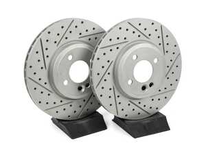 ES#4466112 - 22002-32001 - R1 Concepts Disc Brake Rotor Set - Carbon Drilled and Slotted - Front Pair 11.57 (294x22) - Upgrade to a slotted / drilled rotor for improved braking - R1 Concepts - MINI