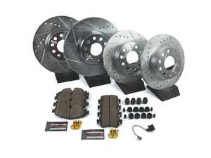 ES#4798300 - K8364-26 - Power Stop Z26 Street Warrior Front & Rear Brake Kit (312x25/272x10) - A complete 4-wheel performance brake upgrade featuring drilled & slotted rotors and high-performance carbon-fiber ceramic pads. - Power Stop - Volkswagen