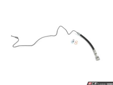 ES#2882352 - 1J0611764AD - Rear Hard Brake Hose - Right - Brake line from mid brake hose to brake caliper, includes banjo bolt to caliper - Vaico - Audi Volkswagen
