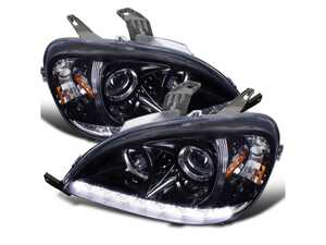 ES#4872303 - 2LHP-BW16302G-TM - 2002-2005 Mercedes Benz W163 ML Class Projector Headlights w/ SMD LED Light Strip (Glossy Black Housing/Smoke Lens) - Plug & Play Lighting Solution - US Spec Set - Add new life to the front of your Mercedes! - Spec-D Tuning - Mercedes Benz