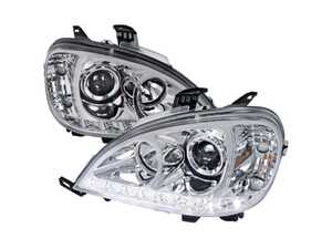 ES#4872305 - 2LHP-BW16302-TM - 2002-2005 Mercedes Benz W163 ML Class Projector Headlights w/ SMD LED Light Strip (Chrome Housing/Clear Lens) - Plug & Play Lighting Solution - US Spec Set - Add new life to the front of your Mercedes! - Spec-D Tuning - Mercedes Benz