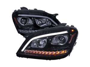 ES#4872328 - 2LHP-BW16406G-TM - 2006-2008 Mercedes Benz W164 ML Class LED Bar Projector Headlights w/ Sequential Turn Signal Lights (Glossy Black Housing/Smoke Lens) - Plug & Play Lighting Solution - US Spec Set - Add new life to the front of your Mercedes! - Spec-D Tuning - Mercedes Benz
