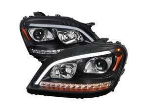 ES#4872329 - 2LHP-BW16406JM-T - 2006-2008 Mercedes Benz W164 ML Class LED Bar Projector Headlights w/ Sequential Turn Signal Lights (Matte Black Housing/Clear Lens) - Plug & Play Lighting Solution - US Spec Set - Add new life to the front of your Mercedes! - Spec-D Tuning - Mercedes Benz