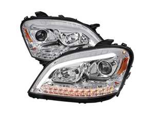 ES#4872330 - 2LHP-BW16406-TM - 2006-2008 Mercedes Benz W164 ML Class LED Bar Projector Headlights w/ Sequential Turn Signal Lights (Chrome Housing/Clear Lens) - Plug & Play Lighting Solution - US Spec Set - Add new life to the front of your Mercedes! - Spec-D Tuning - Mercedes Benz