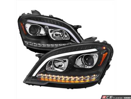 ES#4872344 - 2LHP-BW16409JM-T - 2009-2011 Mercedes Benz W164 ML-Class LED Sequetial Turn Signal Projector Headlights (Matte Black Housing/Clear Lens) - Plug & Play Lighting Solution - US Spec Set - Add new life to the front of your Mercedes! - Spec-D Tuning - Mercedes Benz