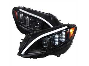 ES#4872347 - 2LHP-W20515BK-SQ - 2015-2018 Mercedes-Benz C-Class W205 Switchback Sequential Turn Signal Projector Headlights (Jet Black Housing/Clear Lens) - Plug & Play Lighting Solution - US Spec Set - Add new life to the front of your Mercedes! - Spec-D Tuning - Mercedes Benz