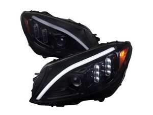 ES#4872348 - 2LHP-W20515G-SQ- - 2015-2018 Mercedes-Benz C-Class W205 Switchback Sequential Turn Signal Projector Headlights (Glossy Black Housing/Light Smoke Lens) - Plug & Play Lighting Solution - US Spec Set - Add new life to the front of your Mercedes! - Spec-D Tuning - Mercedes Benz