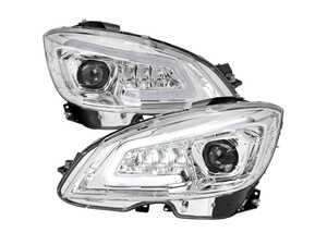 ES#4872431 - LHE-BW20408-SQ-R - 2008-2011 Mercedes Benz W204 C-Class Switchback Sequential Full LED Projector Headlights (Chrome Housing/Clear Lens) - Plug & Play Lighting Solution - US Spec Set - Add new life to the front of your Mercedes! - Spec-D Tuning - Mercedes Benz