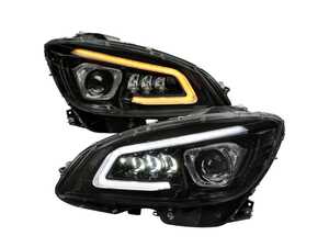 ES#4872430 - LHE-BW20408SM-SQ - 2008-2011 Mercedes Benz W204 C-Class Switchback Sequential Full LED Projector Headlights (Matte Black Housing/Smoke Lens) - Plug & Play Lighting Solution - US Spec Set - Add new life to the front of your Mercedes! - Spec-D Tuning - Mercedes Benz