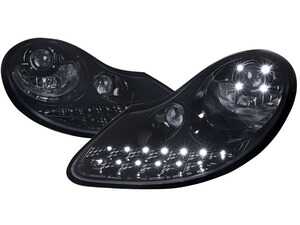 ES#4852302 - LHP-BOX97G-TM - 1997-2004 Porsche Boxster 986/911 996 LED Light Strip Projector Headlights w/ LED Turn Signal Lights (Glossy Black Housing/Smoke Lens) - Plug & Play Lighting Solution - US Spec Set - Add new life to the front of your Porsche! - Spec-D Tuning - Porsche