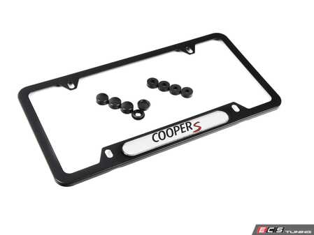 ES#4441597 - 51805A5CFA6 - MINI "Cooper S" Logo License Plate Frame - Matte Black - Priced Each  - Add the MINI Cooper S logo to your plate - Genuine MINI - MINI