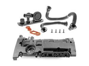 ES#4070771 - 06D103469NKIT1 - Complete Valve Cover & PCV Service Kit - Comprehensive kit includes complete valve cover assembly, oil separator, breather hoses, associated gaskets and hardware - Knock out two birds with one stone! - Vaico - Audi
