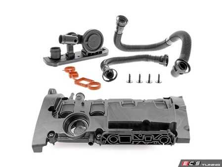 ES#4070771 - 06D103469NKIT1 - Complete Valve Cover & PCV Service Kit - Comprehensive kit includes complete valve cover assembly, oil separator, breather hoses, associated gaskets and hardware - Knock out two birds with one stone! - Vaico - Audi