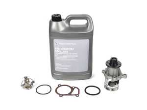 ES#4818124 - 11537511580KT4 - Water Pump & Thermostat Replacement Kit - Featuring an upgraded metal impeller water pump and OE thermostat with gasket! - Assembled By ECS - BMW