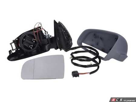 ES#4876734 - 8E0857535EKT - Exterior Mirror Replacement Kit - Left  - A full replacement with a primed mirror cap, housing, wiring harness, and heated blind spot mirror - Vemo - Audi