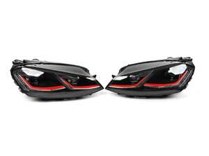 ES#3612279 - HVWG7HL-75R2 - MK7.5 Style Headlight Set - Red Trim - MK7.5 looks with MK7 fitment. Features switchback DRLs/sequential indicators. - ZiZa - Volkswagen