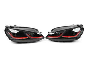 MK7.5 Style Headlight Set - Red Trim