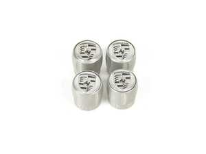 ES#3321084 - 99104460268 - Black Porsche Crest Silver Valve Stem Caps - Set of Four - Subtle, but exciting - Genuine Porsche - Porsche