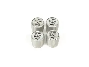 Black Porsche Crest Silver Valve Stem Caps - Set of Four