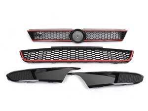 ES#2972598 - 015361ECS02A-02 - GLI Grille Set - With Red Trim - Four-piece black honeycomb grille set with red trim and badge holders - ECS - Volkswagen