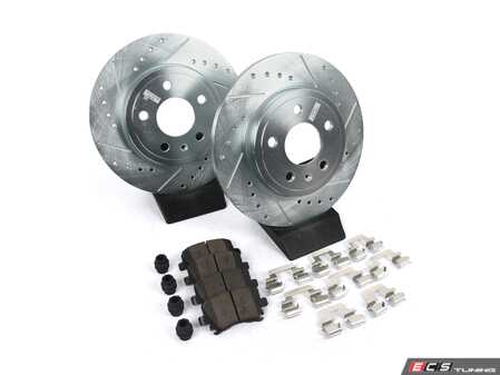 ES#3157025 - K4624 - Power Stop Z23 Evolution Sport Rear Brake Kit (288mm) - A performance rear axle upgrade featuring drilled & slotted rotors and low-dust carbon-fiber ceramic pads. - Power Stop - Audi