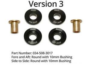 ES#4880770 - 034-508-3017 - Billet Solid Shifter Bushing Kit - Version 3 - Due to the occasional oddball part crossover between chassis and years, please measure the pivot shaft diameter to ensure the version you order has the correct bushing inner diameters. Round 10mm, Round 10mm - 034Motorsport - Audi Volkswagen