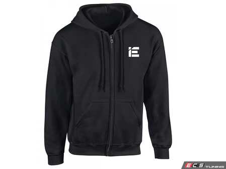 ES#4882961 - IEGRUU53-MM - IE Full Zip Logo Hoodie In Black - Medium - This hoodie features cutting-edge zipper technology so you can install it onto your torso without messing up that magnificent mane. - Integrated Engineering - Audi Volkswagen Porsche