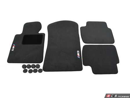 ES#194704 - 82110029231 - E46 ///M3 Carpeted Floor Mat Set - Anthracite - Complete set of four black carpet floor mats with M3 logo. - Genuine BMW - BMW
