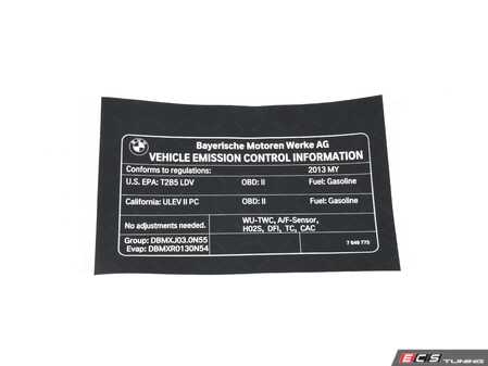 ES#2596636 - 71227649775 - Exhaust Emissions Label - Genuine BMW - BMW
