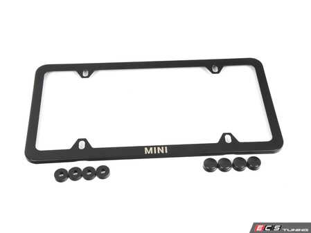 ES#4441598 - 51805A5CFA8 - MINI Word Logo License Plate Frame Slim Line - Matte Black - Priced Each  - MINI word logo at the bottom - Genuine MINI - MINI