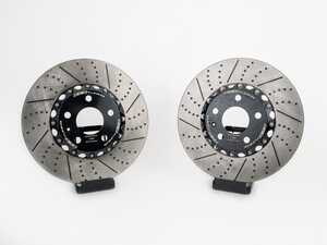 ES#4883772 - 050873la01KT - 2-Piece Lightweight Front Brake Rotors - Pair (320x30) - Direct bolt-on, dimpled and slotted replacements that offer improved braking and increased brake cooling capacity! - ECS - Audi